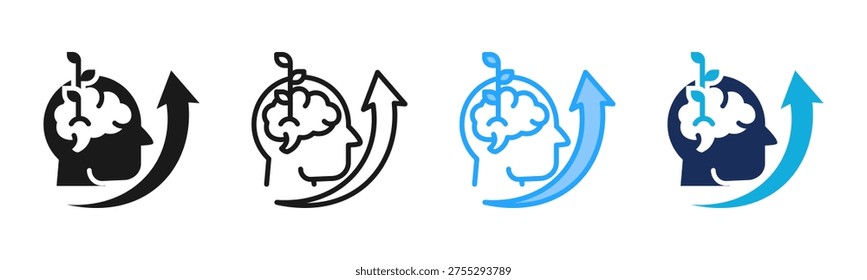 Intellectual Growth icon set multiple style collection