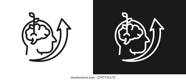 Intellectual Growth Icon Set Outline In White And Black Background