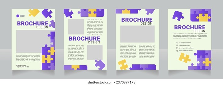 Intellectual growth puzzle blank brochure design. Template set with copy space for text. Premade corporate reports collection. Editable 4 paper pages. Roboto Black, Roboto, Nunito Light fonts used