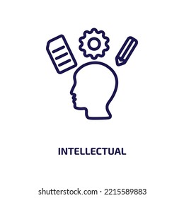 intellectual icon from education collection. Thin linear intellectual, education, think outline icon isolated on white background. Line vector intellectual sign, symbol for web and mobile