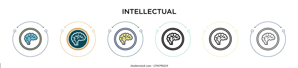 Intellectual icon in filled, thin line, outline and stroke style. Vector illustration of two colored and black intellectual vector icons designs can be used for mobile, ui, web