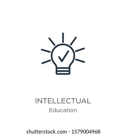 Intellectual icon. Thin linear intellectual outline icon isolated on white background from education collection. Line vector sign, symbol for web and mobile