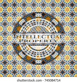 Intellectual property arabic emblem background. Arabesque decoration.