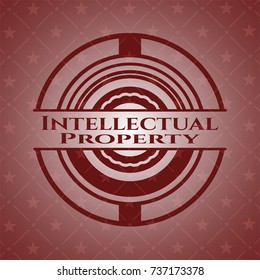 Intellectual property badge with red background