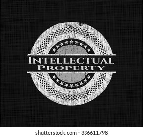 Intellectual property chalk emblem written on a blackboard