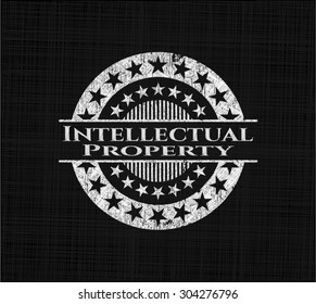 Intellectual property chalkboard emblem on black board