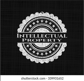 Intellectual property chalkboard emblem written on a blackboard
