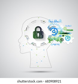 Intellectual property concept background. Vector science illustration