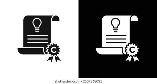 Intellectual property and copyright icon flat line symbol set.