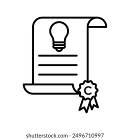 Intellectual property and copyright icon linear logo mark in black and white