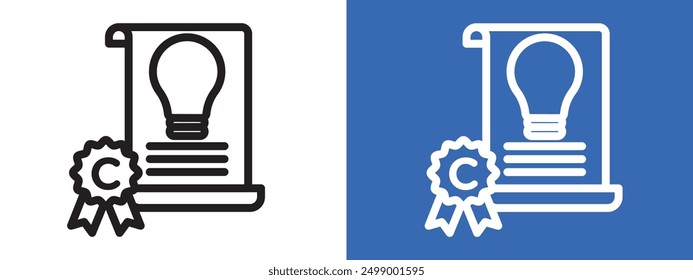 Intellectual property and copyright icon logo sign set vector outline