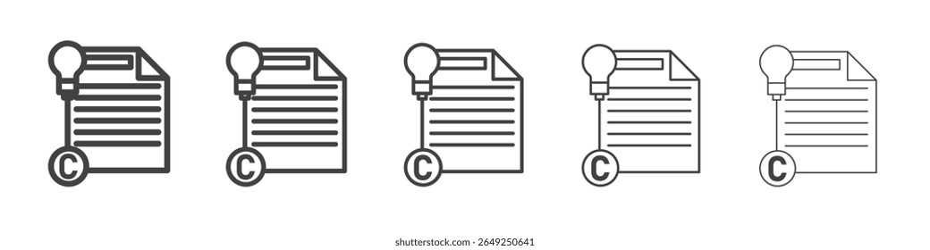 Símbolo de coleção de ilustrações simples de ícone de propriedade intelectual e direitos autorais