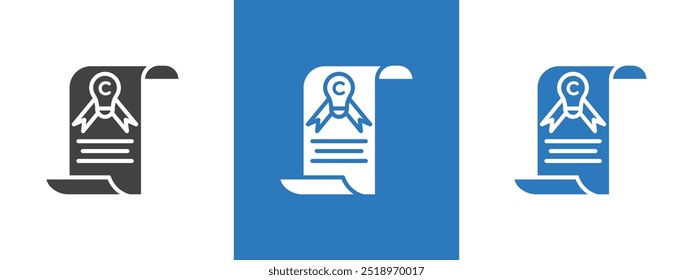Ilustração de linha fina de ícone de propriedade intelectual e copyright