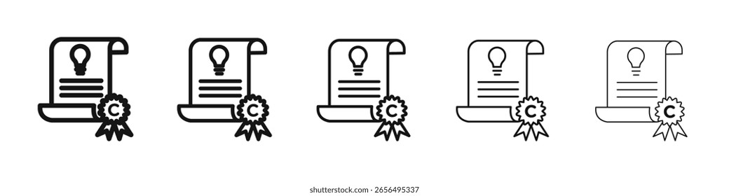 Propiedad intelectual y Derechos de autor icono Vector esquema conjunto ilustración signo