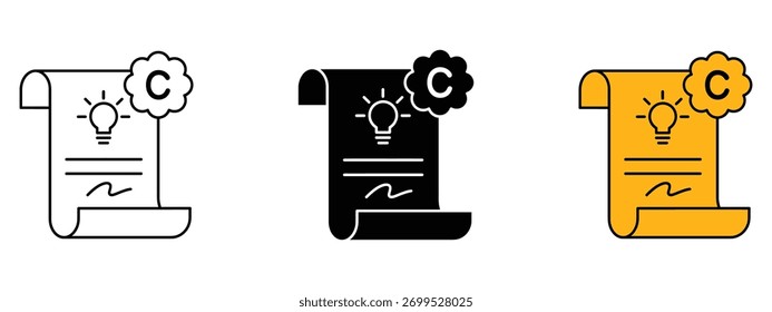 Propriedade intelectual e ícone de direitos autorais vetor. direito autoral clareza da lei e símbolo de proteção da propriedade intelectual. ilustração vetorial.