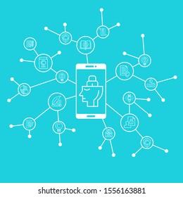 Intellectual property and copyright infographic concept. Author idea protection pictogram icons.