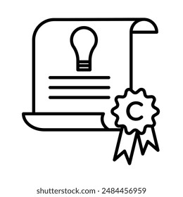 Propiedad intelectual y Derechos de autor marca de logotipo lineal en blanco y negro