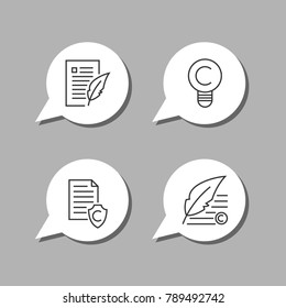 Intellectual property and copyright vector line icons