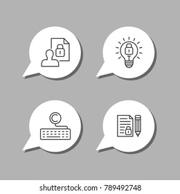 Intellectual Property And Copyright Vector Line Icons