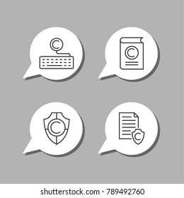 Intellectual property and copyright vector line icons