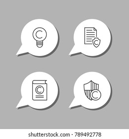 Intellectual property and copyright vector line icons