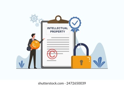 Intellectual Property and Copyrights Concept, innovation protection law and rights