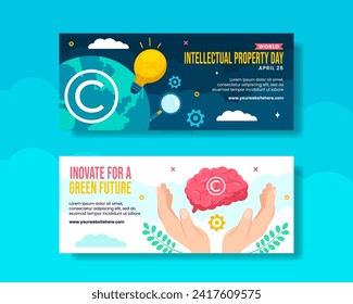Intellectual Property Day Horizontal Banner Cartoon Hand Drawn Templates Background Illustration