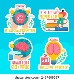 Intellectual Property Day Label Flat Cartoon Hand Drawn Templates Background Illustration