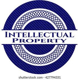 Intellectual property emblem with denim high quality background