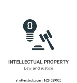 Intellectual property glyph icon vector on white background. Flat vector intellectual property icon symbol sign from modern law and justice collection for mobile concept and web apps design.