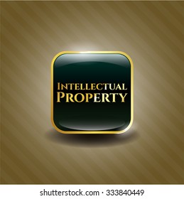 Intellectual property gold shiny badge