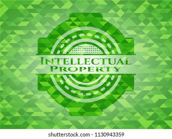 Intellectual property green mosaic emblem
