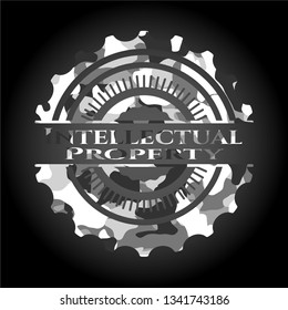 Intellectual property grey camo emblem