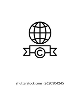 Intellectual Property Icon: Global Copyright Symbol with Geometric Design