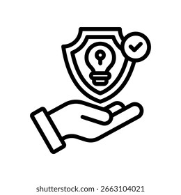 Ilustração do vetor de contorno do ícone de propriedade intelectual