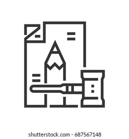 Intellectual property icon, part of the square icons, law and justice icon set. The illustration is a vector, editable stroke, thirty-two by thirty-two matrix grid, pixel perfect file.