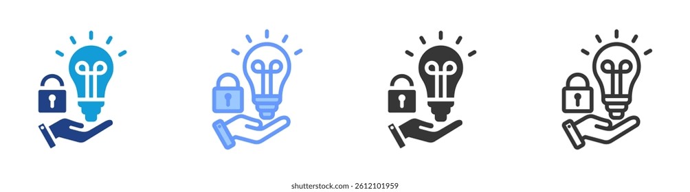 Intellectual Property icon set multiple style collection