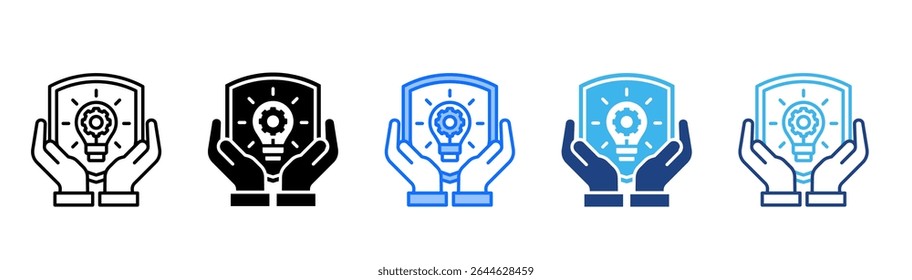 Intellectual Property icon set multiple style collection