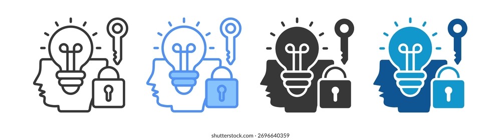 Conjunto de iconos de Propiedad intelectual Colección de estilo múltiple
