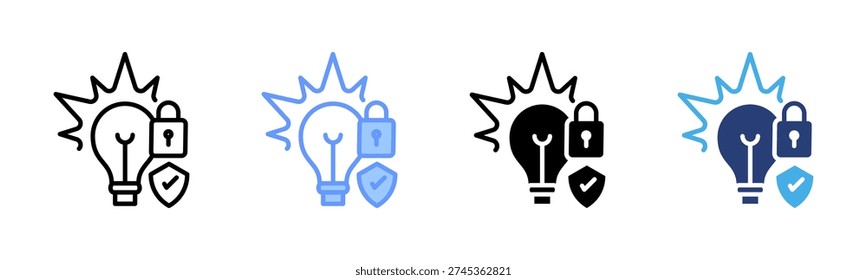 Intellectual Property icon set multiple style collection