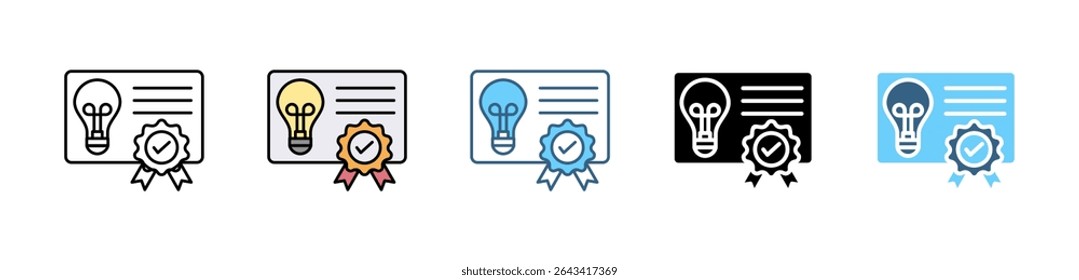 Ícone de PROPRIEDADE INTELECTUAL definido com vários estilos e cores