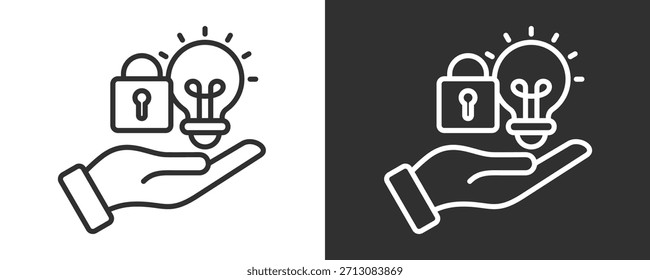 Conjunto De Ícones De Propriedade Intelectual Coleção De Vetores Isolados Em Preto E Branco