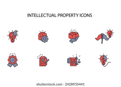 Intellectual property icon set.vector.Editable stroke.linear style sign for use web design,logo.Symbol illustration.