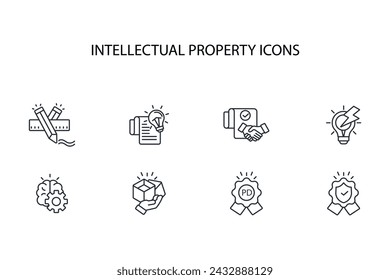 Intellectual property icon set.vector.Editable stroke.linear style sign for use web design,logo.Symbol illustration.