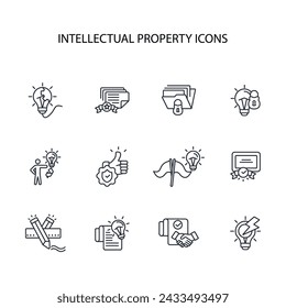 Intellectual property icon set.vector.Editable stroke.linear style sign for use web design,logo.Symbol illustration.