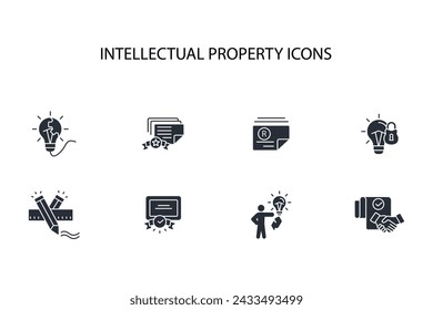 Intellectual property icon set.vector.Editable stroke.linear style sign for use web design,logo.Symbol illustration.