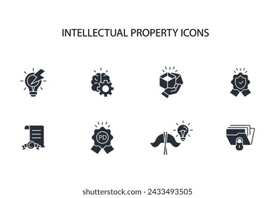 Intellectual property icon set.vector.Editable stroke.linear style sign for use web design,logo.Symbol illustration.