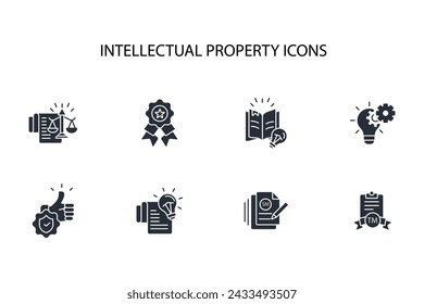 Intellectual property icon set.vector.Editable stroke.linear style sign for use web design,logo.Symbol illustration.