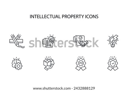 Intellectual property icon set.vector.Editable stroke.linear style sign for use web design,logo.Symbol illustration.