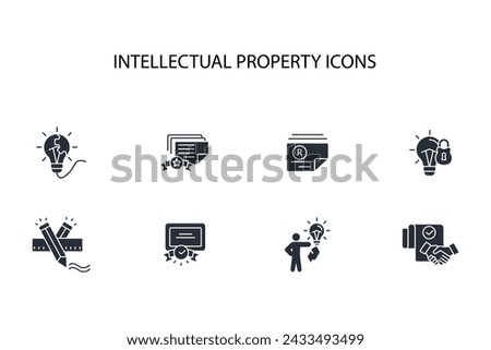 Intellectual property icon set.vector.Editable stroke.linear style sign for use web design,logo.Symbol illustration.